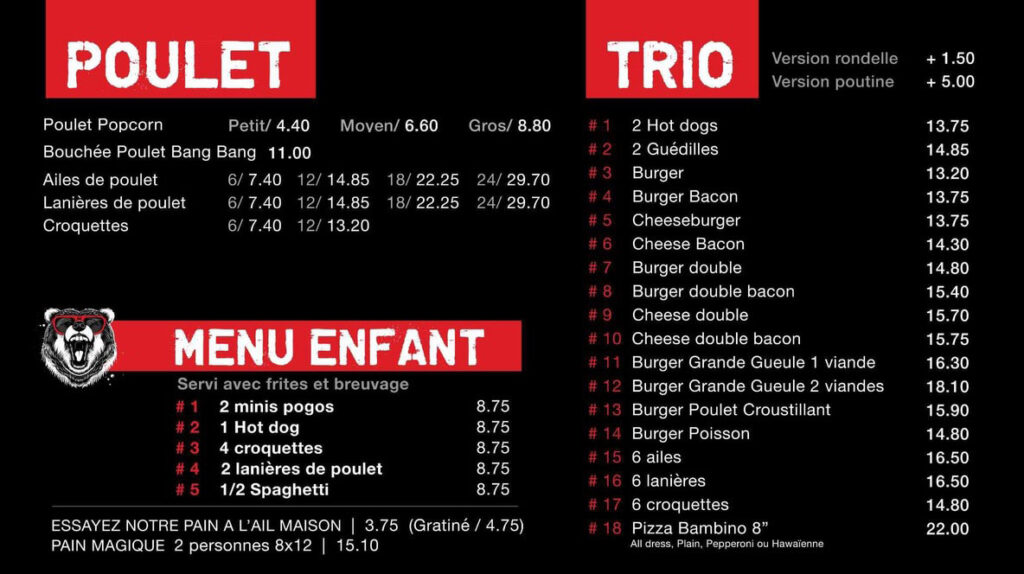 Menu Grande Gueule