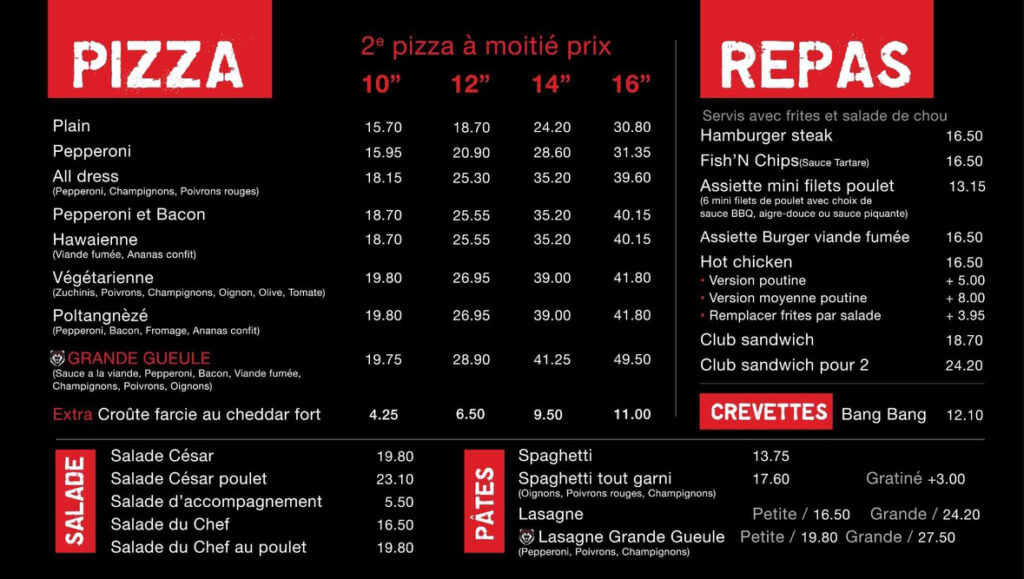 Menu Grande Gueule