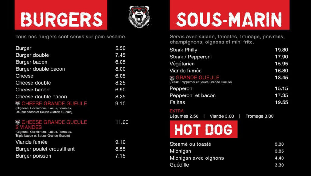 Menu Grande Gueule
