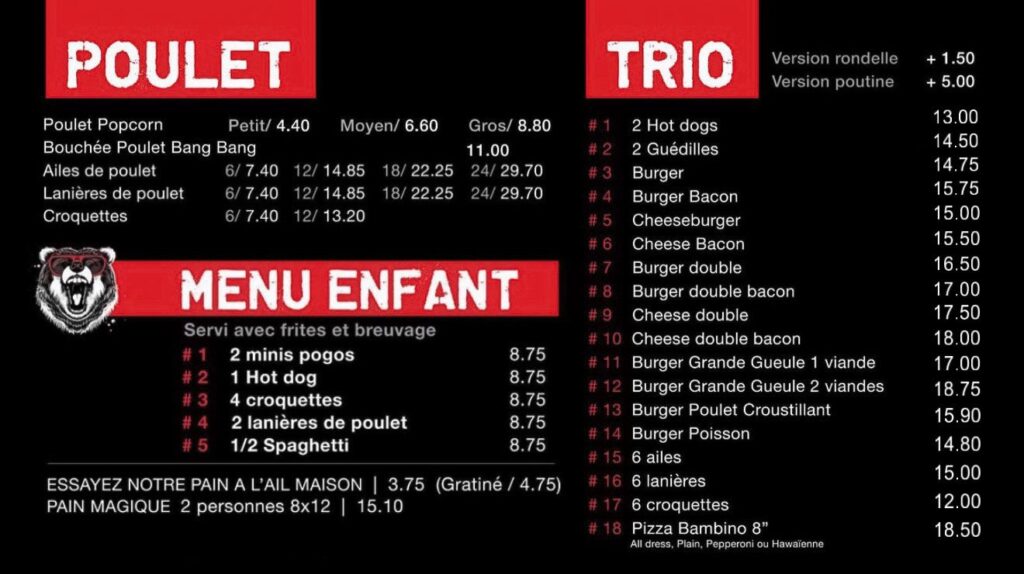 Menu Grande Gueule